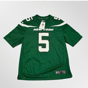 Nike Garrett Wilson #5 New York Jets Authentic Mens Game Legacy Jersey Green 2XL